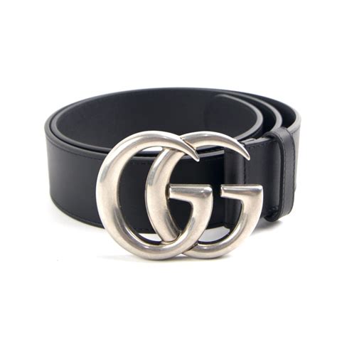 womens black gucci belt silver buckle|gucci ladies black leather belt.